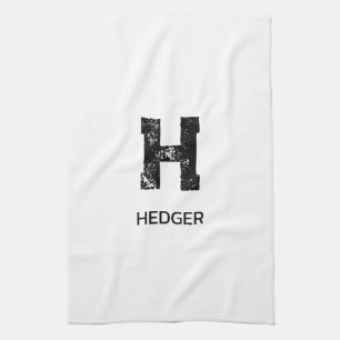 MINIMALISTISCHES SCHWARZES EIN-BUCHSTABEN-MONOGRAM GESCHIRRTUCH