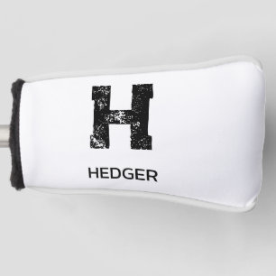MINIMALISTISCHES SCHWARZES EIN-BUCHSTABEN-MONOGRAM GOLF HEADCOVER