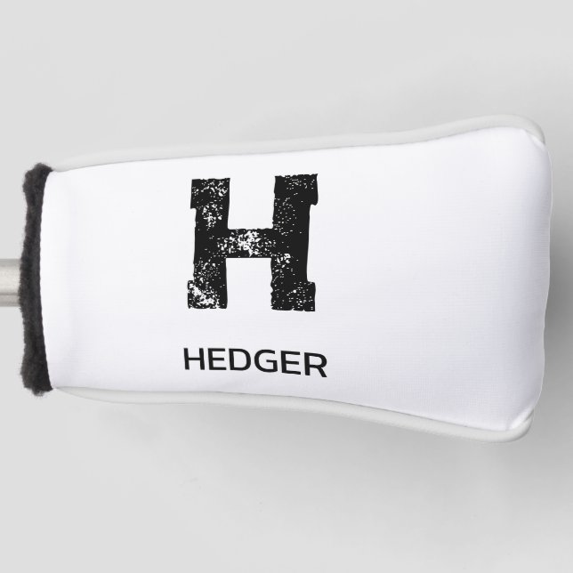 MINIMALISTISCHES SCHWARZES EIN-BUCHSTABEN-MONOGRAM GOLF HEADCOVER (Vorderseite)