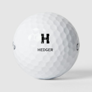 MINIMALISTISCHES SCHWARZES EIN-BUCHSTABEN-MONOGRAM GOLFBALL