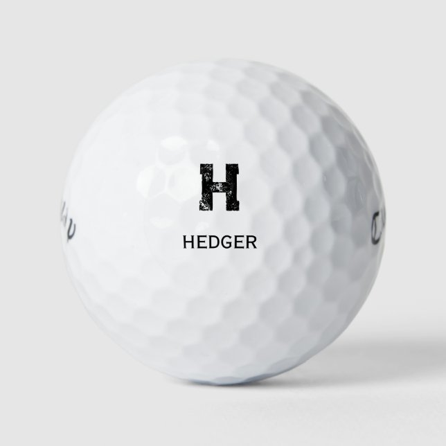 MINIMALISTISCHES SCHWARZES EIN-BUCHSTABEN-MONOGRAM GOLFBALL (Vorderseite)