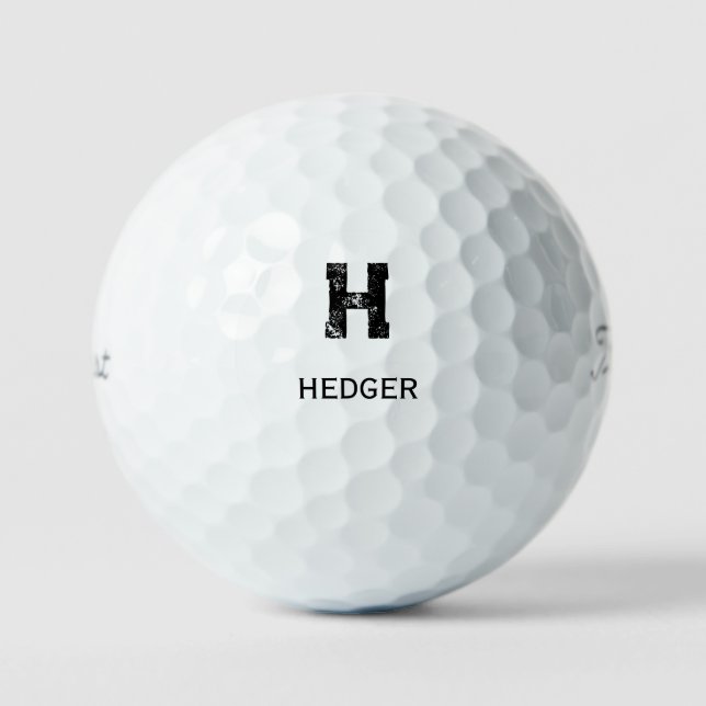 MINIMALISTISCHES SCHWARZES EIN-BUCHSTABEN-MONOGRAM GOLFBALL (Vorderseite)