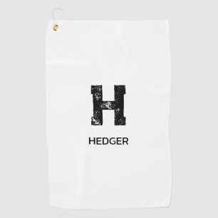 MINIMALISTISCHES SCHWARZES EIN-BUCHSTABEN-MONOGRAM GOLFHANDTUCH