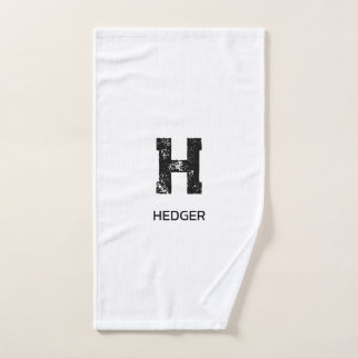 MINIMALISTISCHES SCHWARZES EIN-BUCHSTABEN-MONOGRAM HANDTUCH
