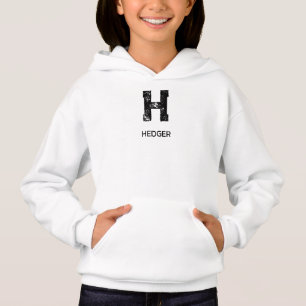 MINIMALISTISCHES SCHWARZES EIN-BUCHSTABEN-MONOGRAM HOODIE