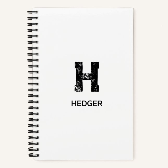 MINIMALISTISCHES SCHWARZES EIN-BUCHSTABEN-MONOGRAM NOTIZBUCH (Vorderseite)