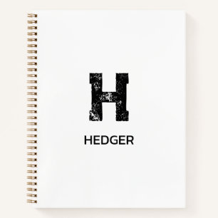 MINIMALISTISCHES SCHWARZES EIN-BUCHSTABEN-MONOGRAM NOTIZBUCH