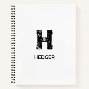 MINIMALISTISCHES SCHWARZES EIN-BUCHSTABEN-MONOGRAM NOTIZBUCH