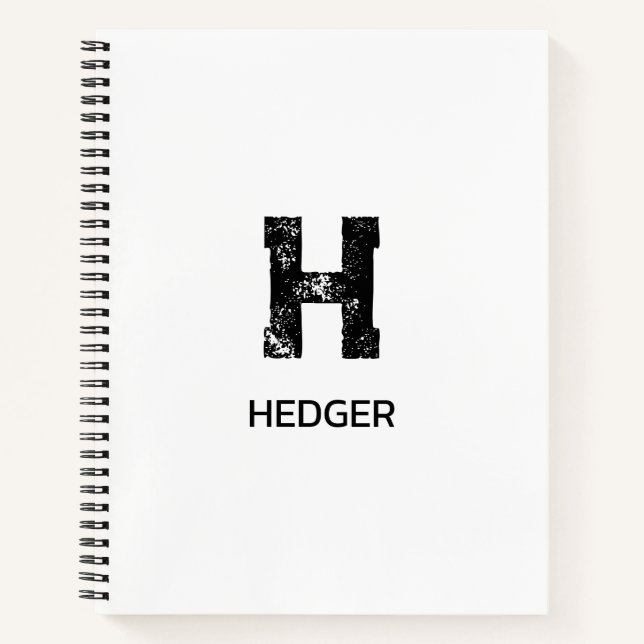 MINIMALISTISCHES SCHWARZES EIN-BUCHSTABEN-MONOGRAM NOTIZBUCH (Vorderseite)