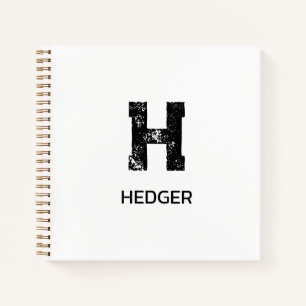 MINIMALISTISCHES SCHWARZES EIN-BUCHSTABEN-MONOGRAM NOTIZBUCH