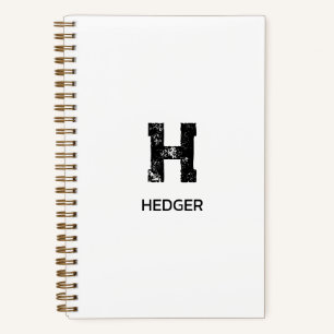MINIMALISTISCHES SCHWARZES EIN-BUCHSTABEN-MONOGRAM NOTIZBUCH