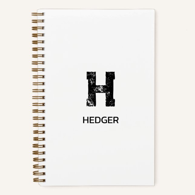 MINIMALISTISCHES SCHWARZES EIN-BUCHSTABEN-MONOGRAM NOTIZBUCH (Vorderseite)