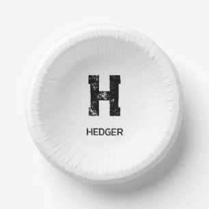MINIMALISTISCHES SCHWARZES EIN-BUCHSTABEN-MONOGRAM PAPPTELLER