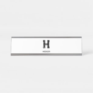 MINIMALISTISCHES SCHWARZES EIN-BUCHSTABEN-MONOGRAM SCHREIBTISCHNAMENSPLAKETTE