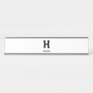 MINIMALISTISCHES SCHWARZES EIN-BUCHSTABEN-MONOGRAM SCHREIBTISCHNAMENSPLAKETTE