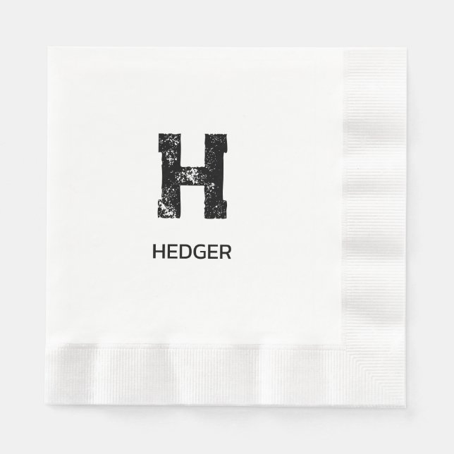MINIMALISTISCHES SCHWARZES EIN-BUCHSTABEN-MONOGRAM SERVIETTE (Vorderseite)