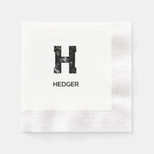 MINIMALISTISCHES SCHWARZES EIN-BUCHSTABEN-MONOGRAM SERVIETTE