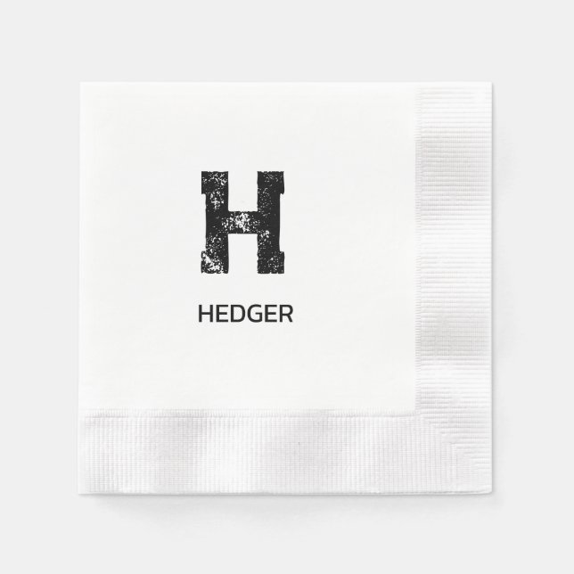 MINIMALISTISCHES SCHWARZES EIN-BUCHSTABEN-MONOGRAM SERVIETTE (Vorderseite)