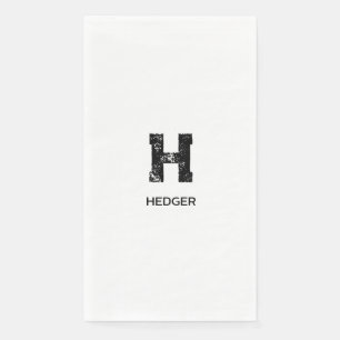 MINIMALISTISCHES SCHWARZES EIN-BUCHSTABEN-MONOGRAM SERVIETTE