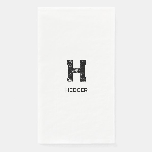 MINIMALISTISCHES SCHWARZES EIN-BUCHSTABEN-MONOGRAM SERVIETTE (Vorderseite)