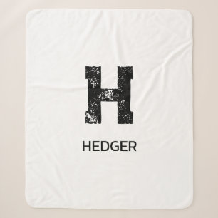 MINIMALISTISCHES SCHWARZES EIN-BUCHSTABEN-MONOGRAM SHERPADECKE