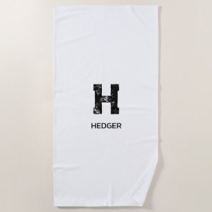 MINIMALISTISCHES SCHWARZES EIN-BUCHSTABEN-MONOGRAM STRANDTUCH
