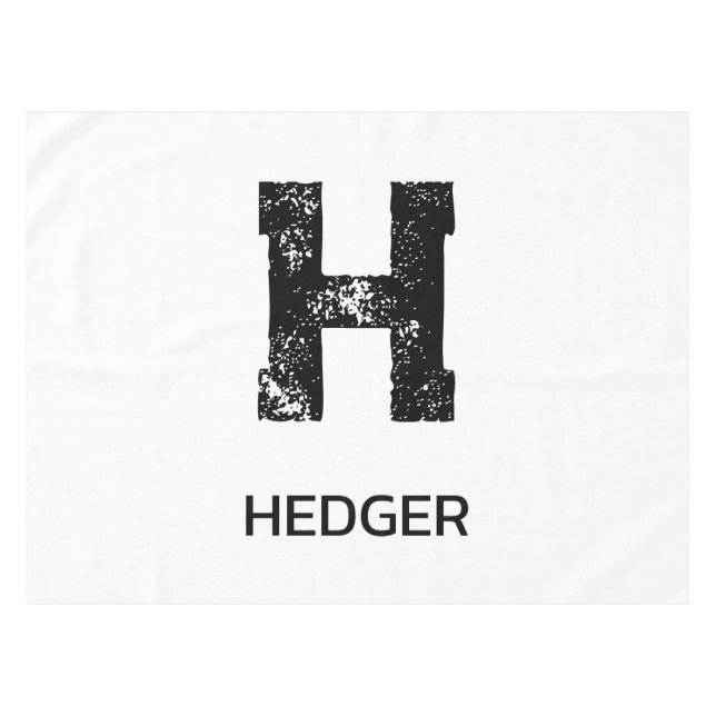 MINIMALISTISCHES SCHWARZES EIN-BUCHSTABEN-MONOGRAM TISCHDECKE (Vorderseite (Horizontal))