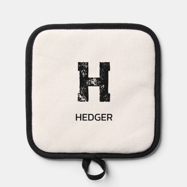 MINIMALISTISCHES SCHWARZES EIN-BUCHSTABEN-MONOGRAM TOPFLAPPEN (Vorderseite)