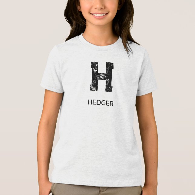 MINIMALISTISCHES SCHWARZES EIN-BUCHSTABEN-MONOGRAM Tri-Blend SHIRT (Vorderseite)