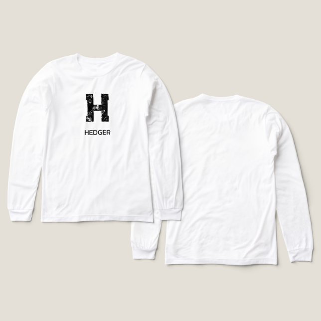 MINIMALISTISCHES SCHWARZES EIN-BUCHSTABEN-MONOGRAM Tri-Blend SHIRT (Design Vorderseite & Rückseite)