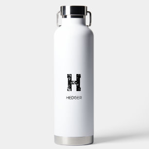 MINIMALISTISCHES SCHWARZES EIN-BUCHSTABEN-MONOGRAM TRINKFLASCHE