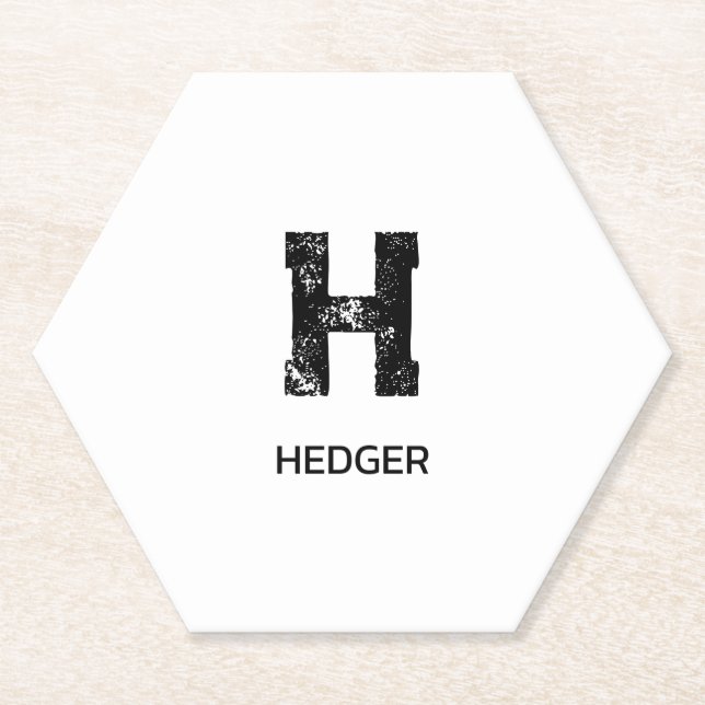 MINIMALISTISCHES SCHWARZES EIN-BUCHSTABEN-MONOGRAM UNTERSETZER (Vorderseite)