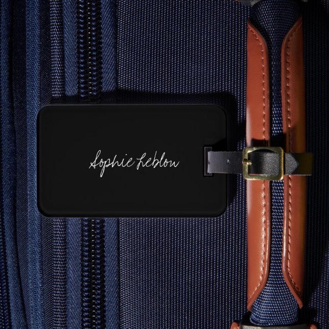 Minimalistisches schwarzes Etikett mit Namen Gepäckanhänger (Vorderseite Insitu 4)