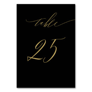 Minimalistisches Schwarzes Gold Elegantes Script 2 Tischnummer