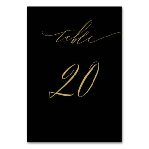Minimalistisches Schwarzes Gold Elegantes Script 2 Tischnummer