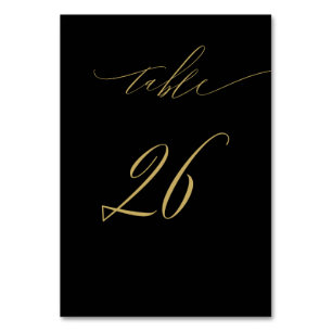 Minimalistisches Schwarzes Gold Elegantes Script 2 Tischnummer