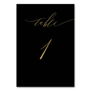 Minimalistisches Schwarzes Gold Elegantes Script N Tischnummer