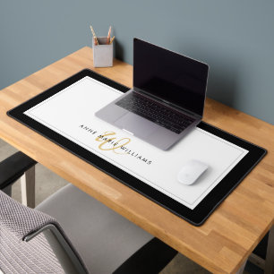 Minimalistisches schwarzes Gold-Schriftzug-Doppelr Schreibtischunterlage