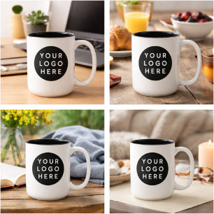 Minimalistisches schwarzes Kreis-Logo moderne Mark Zweifarbige Tasse