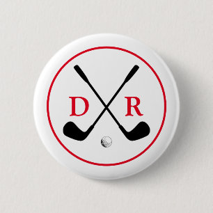 Minimalistisches Schwarzes Logo und Monogram Golf Button