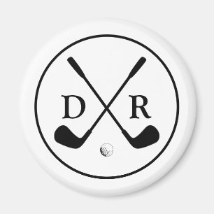 Minimalistisches Schwarzes Logo und Monogram Golf  Magnet