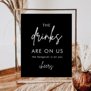 Minimalistisches schwarzes lustiges Hochzeits-Open Poster