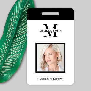 Minimalistisches schwarzes Monogramm-Foto-Schönhei Ausweis