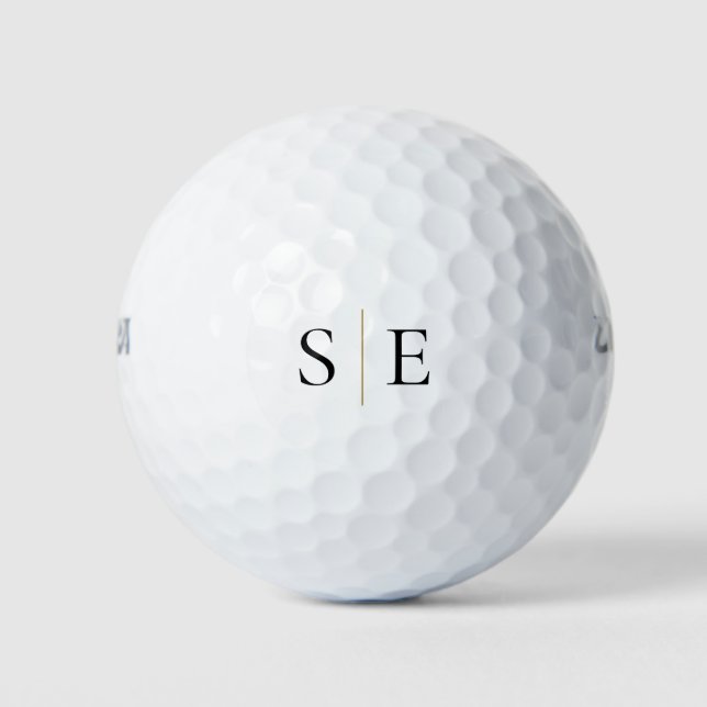 Minimalistisches Schwarzes Monogramm Golfball (Vorderseite)
