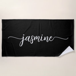 Minimalistisches Schwarzes Monogramm Name Riesiges Strandtuch