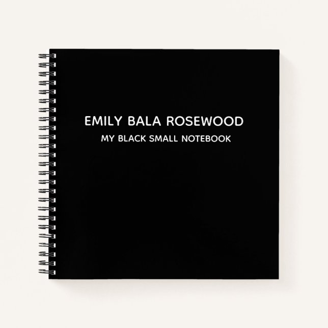 Minimalistisches schwarzes Monogramm-Namensdesign Notizbuch (Vorderseite)