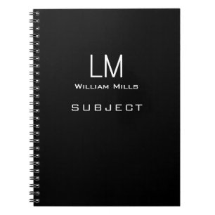 Minimalistisches Schwarzes Notizbuch mit Name Notizblock