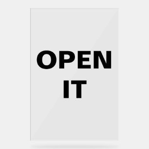 Minimalistisches schwarzes offenes Schild mit mode