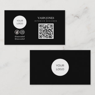 Minimalistisches schwarzes QR-Code-Social-Logo-Ges Visitenkarte