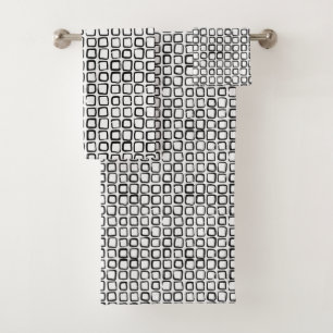 Minimalistisches Schwarzes Quadrat Abstraktes Must Badhandtuch Set